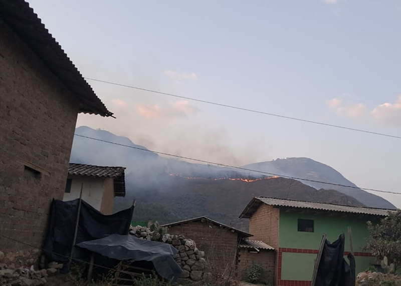 La Libertad: incendio forestal arrasa con 2 viviendas y deja 5 damnificados en Sartimbamba