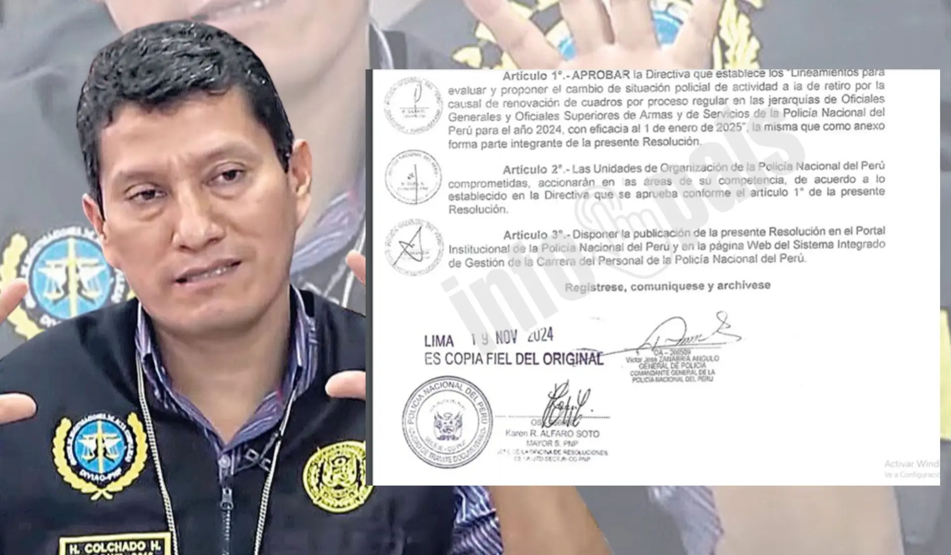 Harvey Colchado: “Los buenos policías no agachamos la cabeza ante nadie”