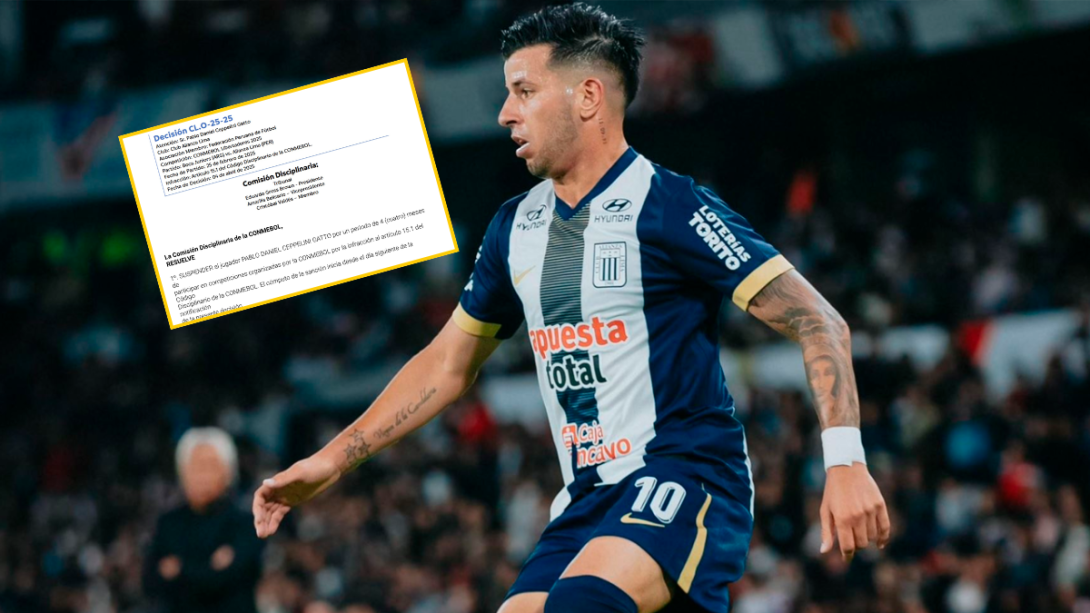 Más malas noticias en Alianza Lima: Ceppelini suspendido por 4 meses de torneos Conmebol